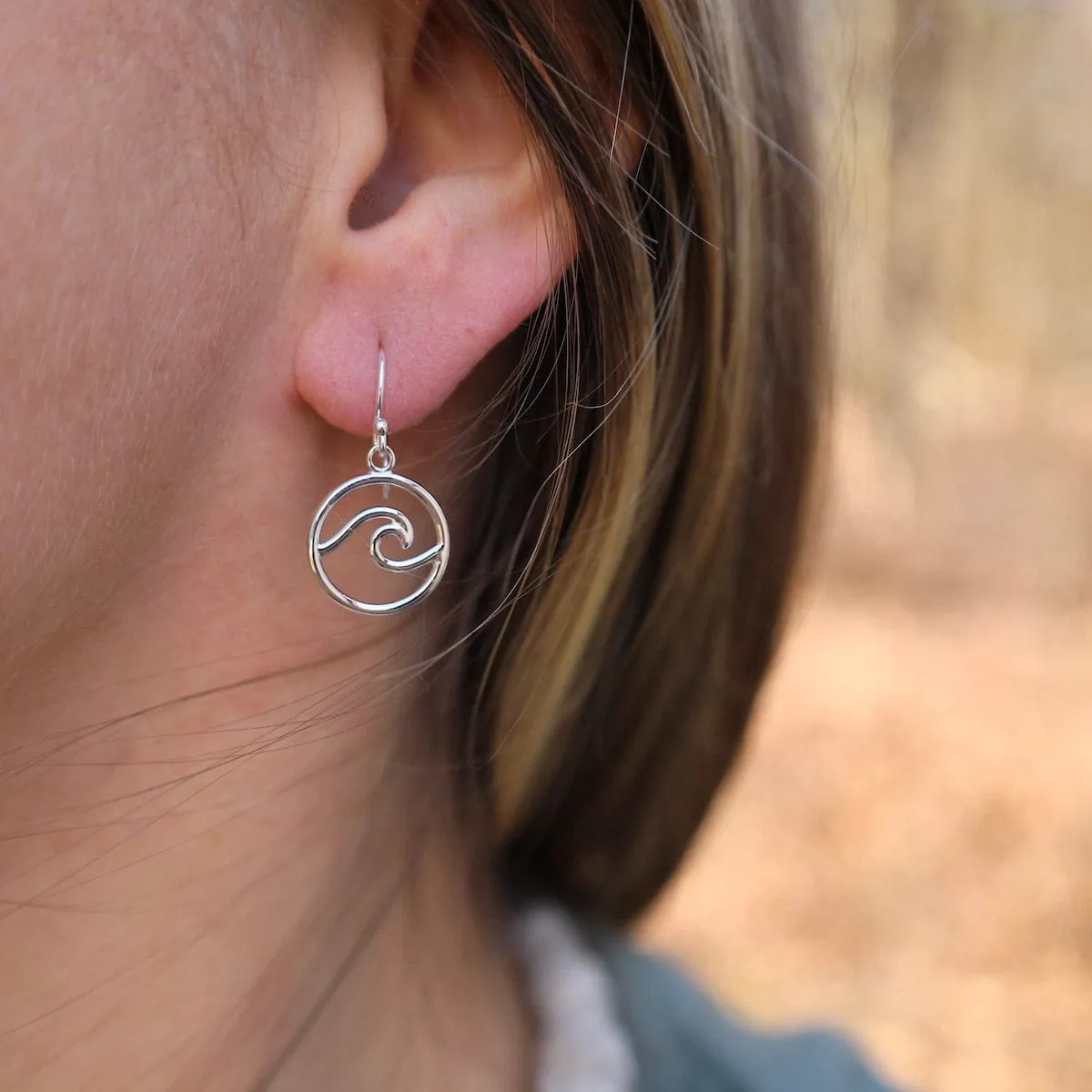 Sterling Silver Circle Wave Earrings