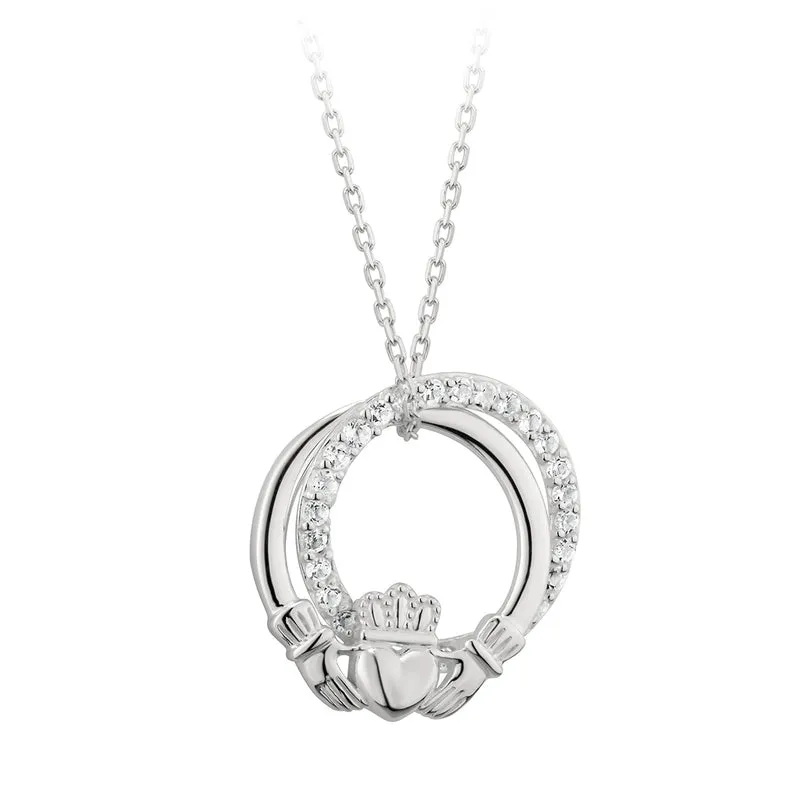 Sterling Silver Claddagh Circle Pendant