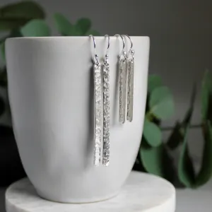 Sterling Silver Dangly Hammered Bar Earrings