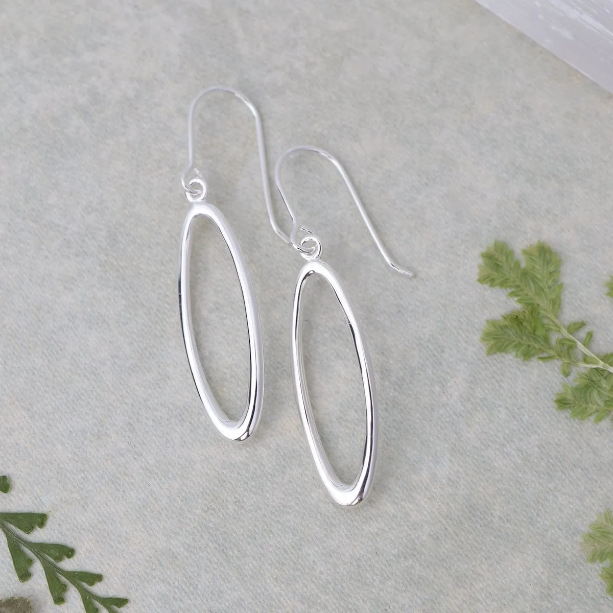 Sterling Silver Elliptical Drop Earrings