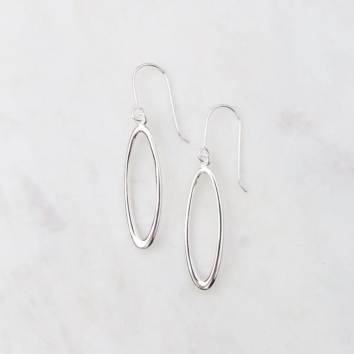 Sterling Silver Elliptical Drop Earrings