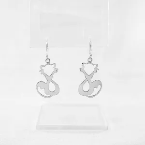 Sterling Silver Fox Drop Earrings