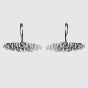 Sterling Silver Hammered Elliptical Drop Earrings