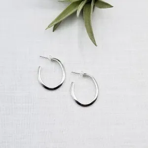 STERLING SILVER KNIFE EDGE OVAL HOOP
