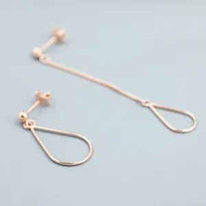 Sterling Silver Mismatched Droplet Stud Drop Earrings, Silver, Gold or Rose Gold, Minimalist Geometric Design, Asymmetric Earrings