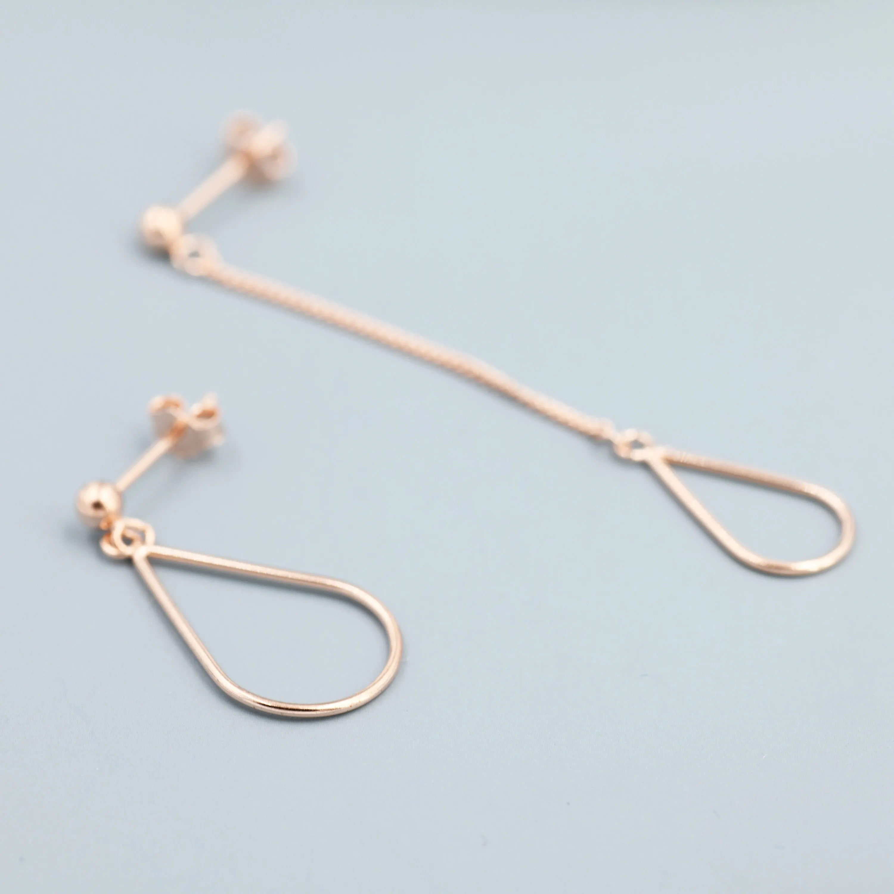 Sterling Silver Mismatched Droplet Stud Drop Earrings, Silver, Gold or Rose Gold, Minimalist Geometric Design, Asymmetric Earrings