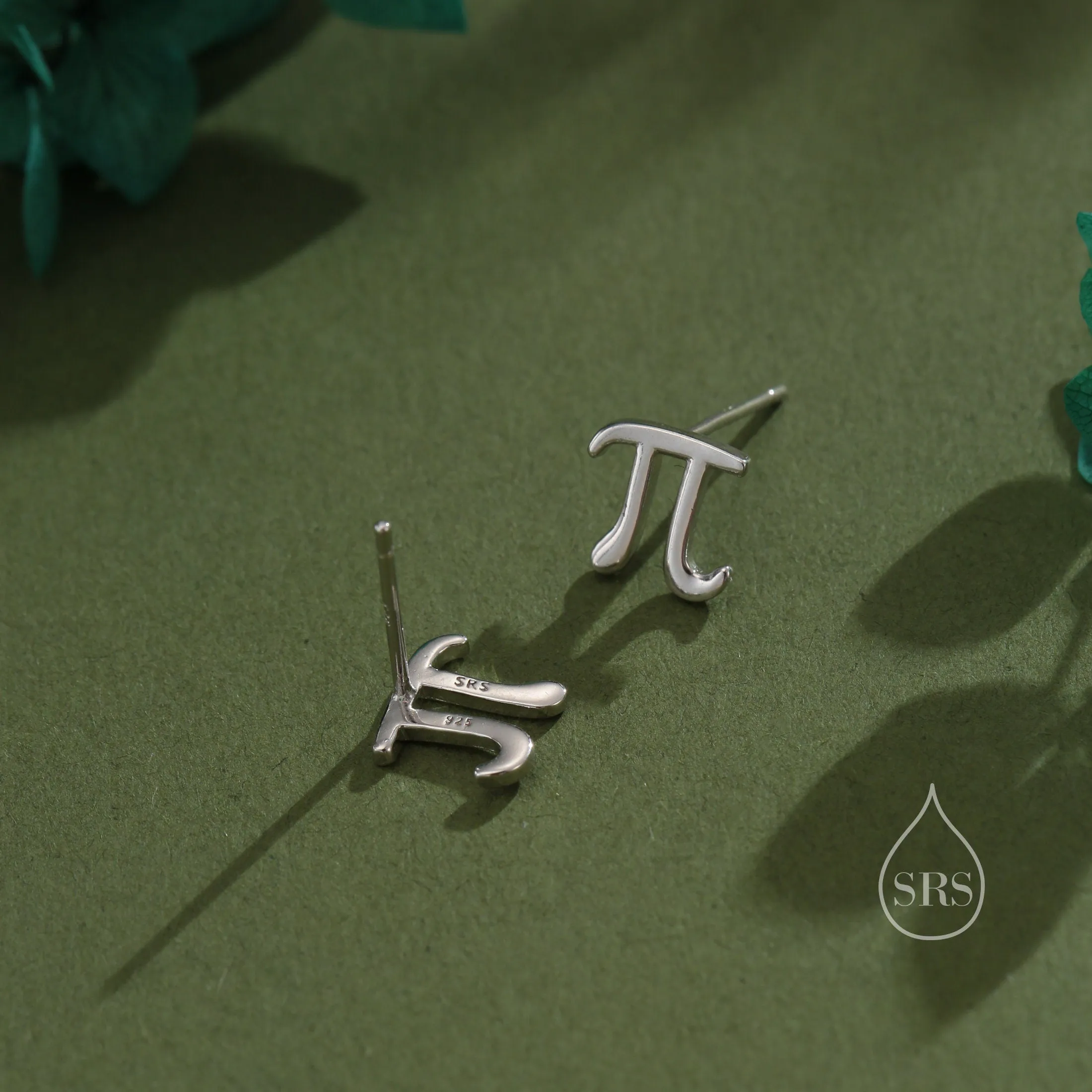 Sterling Silver Pi Stud Earrings - Mathematical Earrings, Silver, Gold or Rose Gold, Math, Geeky, Fun, Cute  Fun, Whimsical