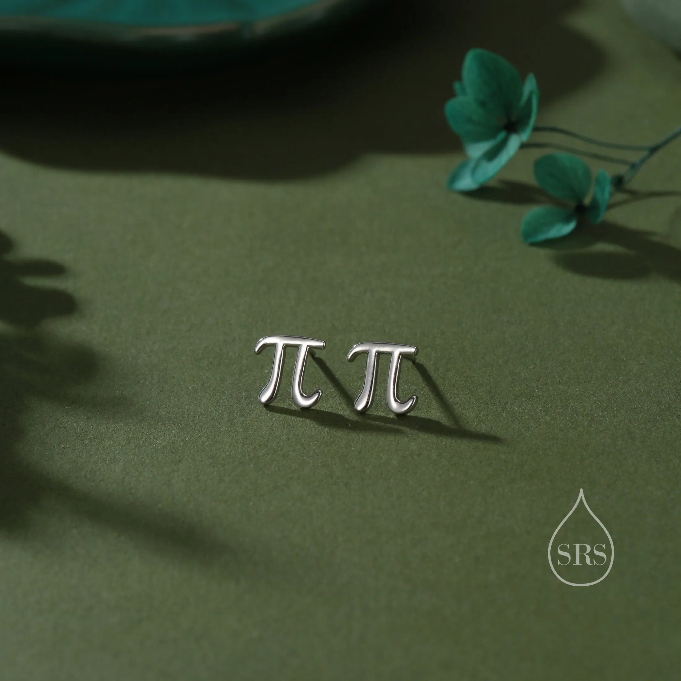 Sterling Silver Pi Stud Earrings - Mathematical Earrings, Silver, Gold or Rose Gold, Math, Geeky, Fun, Cute  Fun, Whimsical