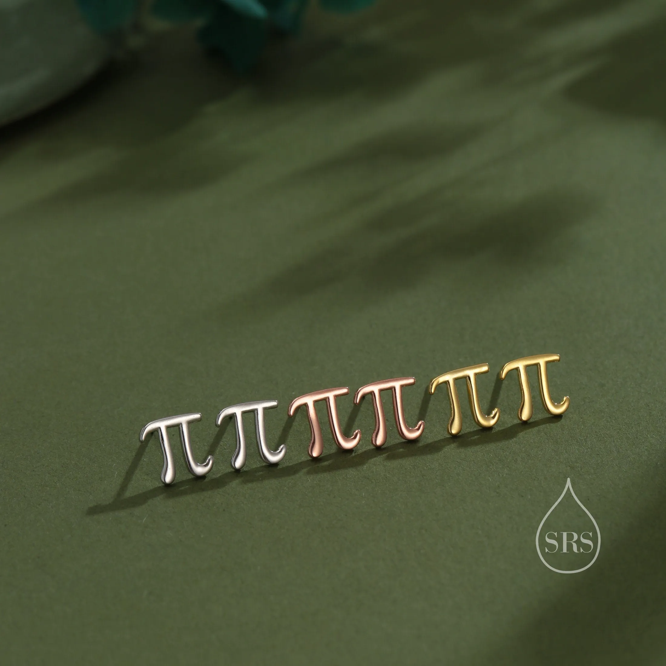 Sterling Silver Pi Stud Earrings - Mathematical Earrings, Silver, Gold or Rose Gold, Math, Geeky, Fun, Cute  Fun, Whimsical