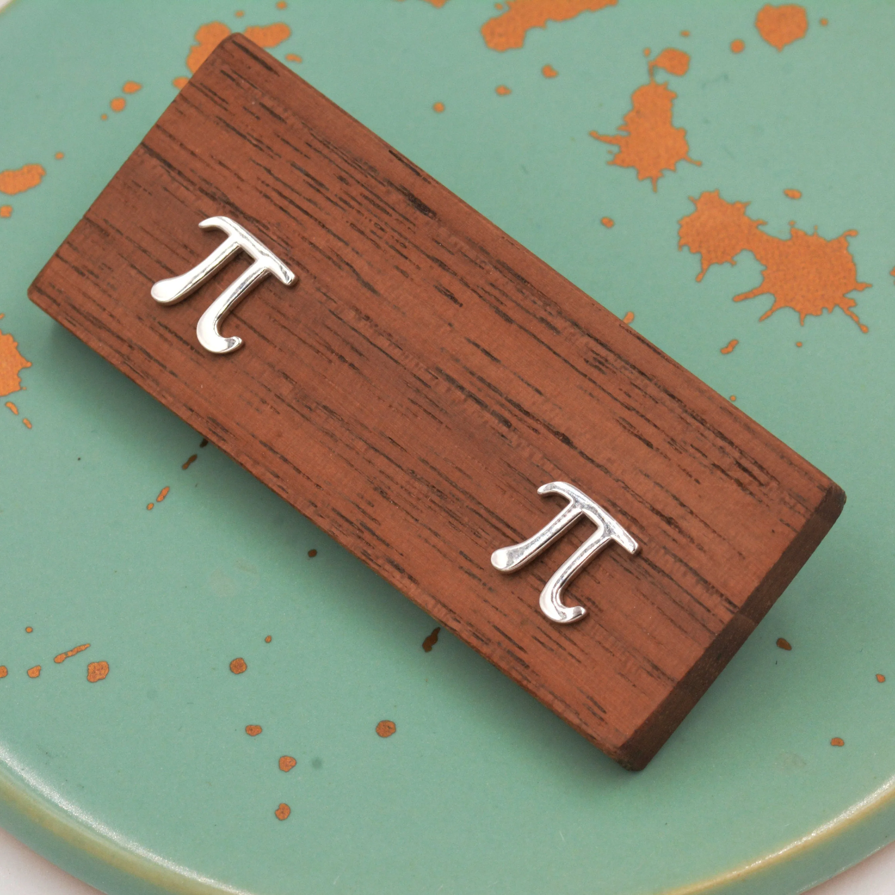Sterling Silver Pi Stud Earrings - Mathematical Earrings, Silver, Gold or Rose Gold, Math, Geeky, Fun, Cute  Fun, Whimsical
