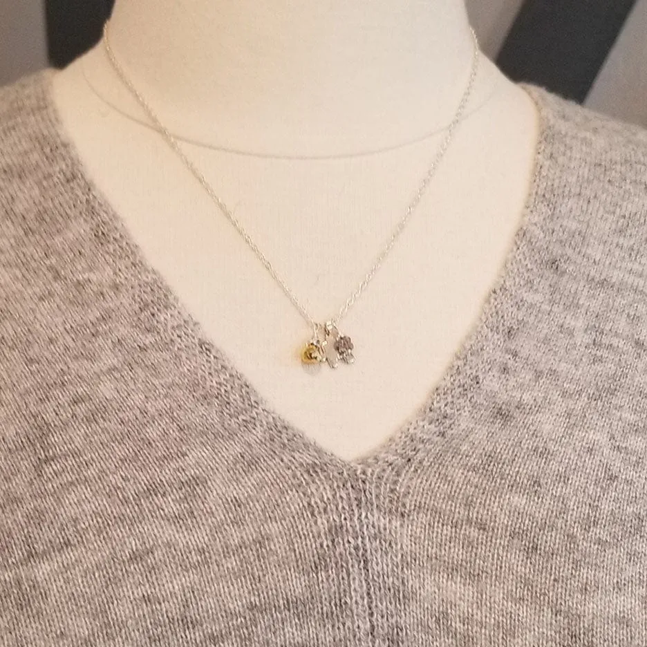 Sterling Silver Puzzle & Stone Charm Necklace