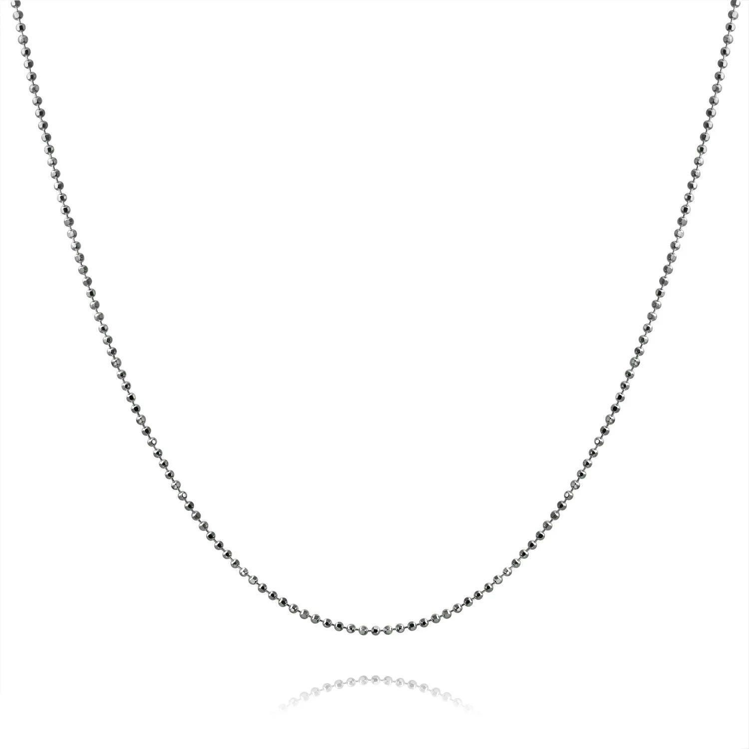 Sterling Silver Sparkle Diamond Cut Bead Chain Necklace 16-24 Inch Italy Made