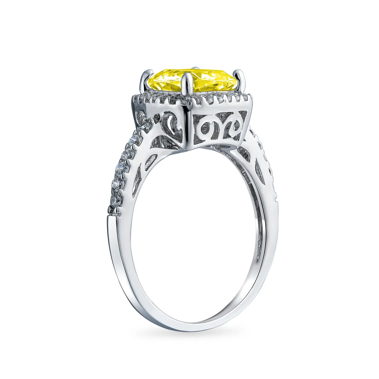 Stunning 3-6CT Radiant Cut Engagement Ring Set, Sterling Silver, CZ Halo Design