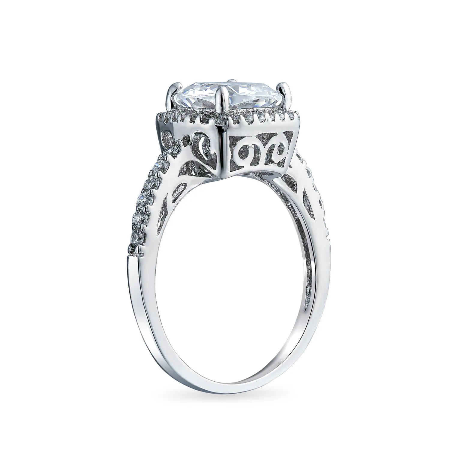 Stunning 3-6CT Radiant Cut Engagement Ring Set, Sterling Silver, CZ Halo Design