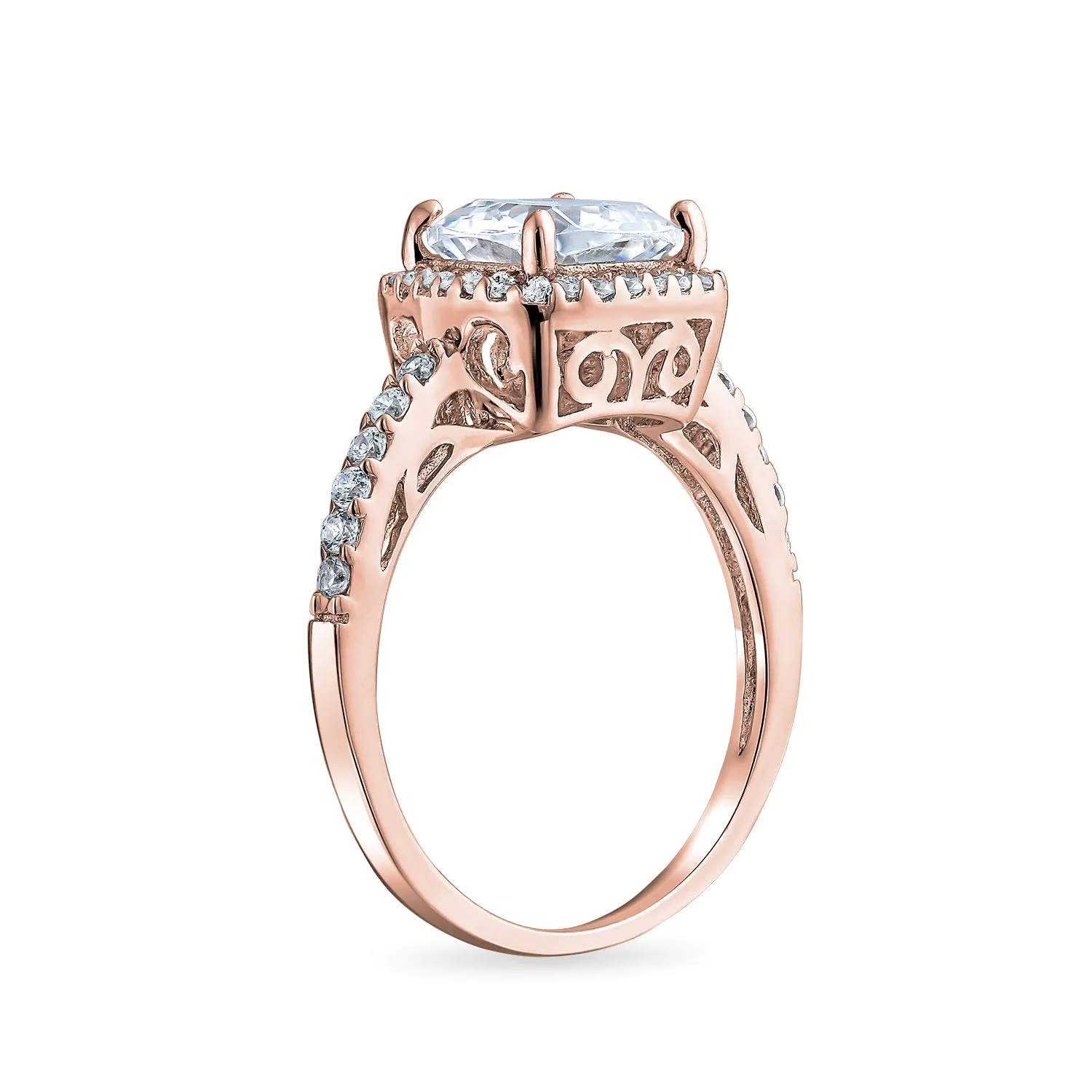 Stunning 3-6CT Radiant Cut Engagement Ring Set, Sterling Silver, CZ Halo Design