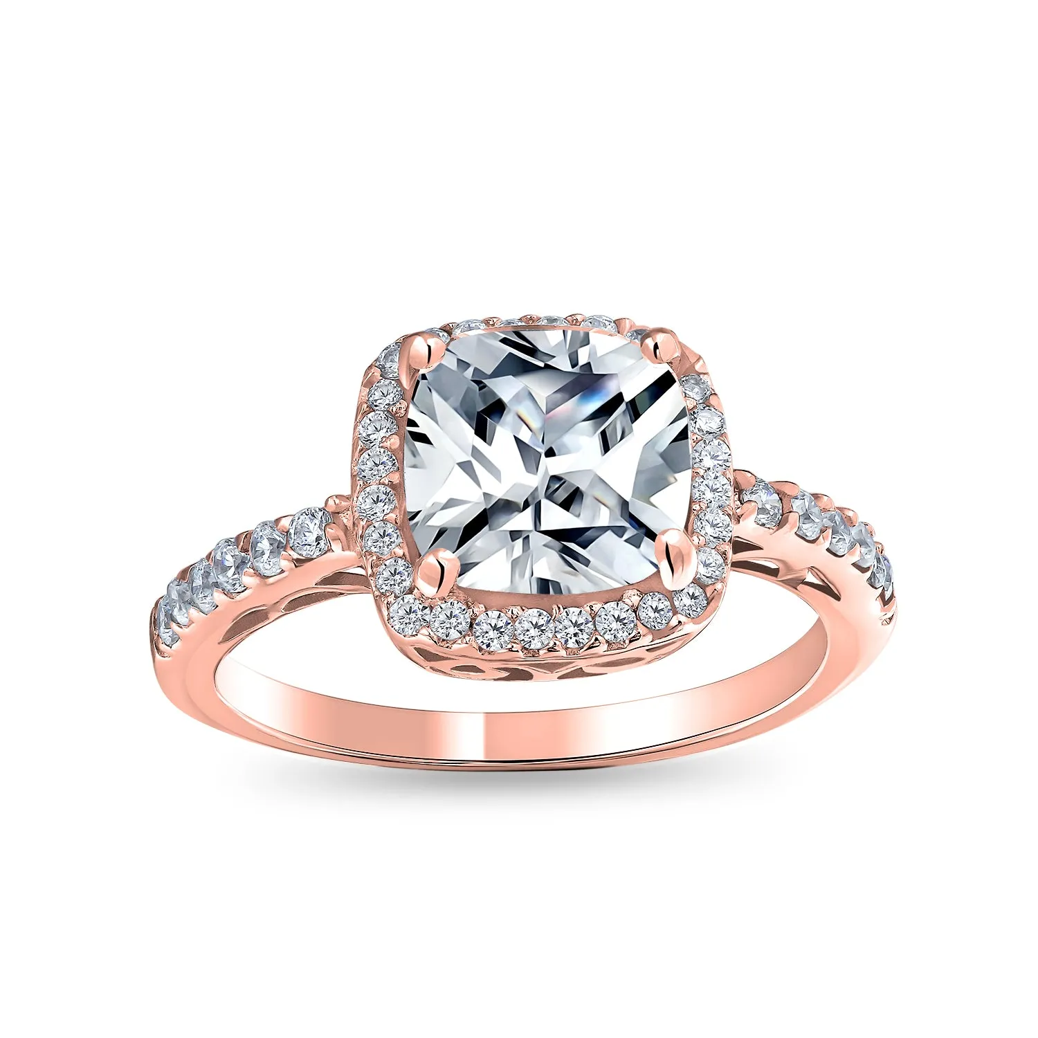 Stunning 3-6CT Radiant Cut Engagement Ring Set, Sterling Silver, CZ Halo Design