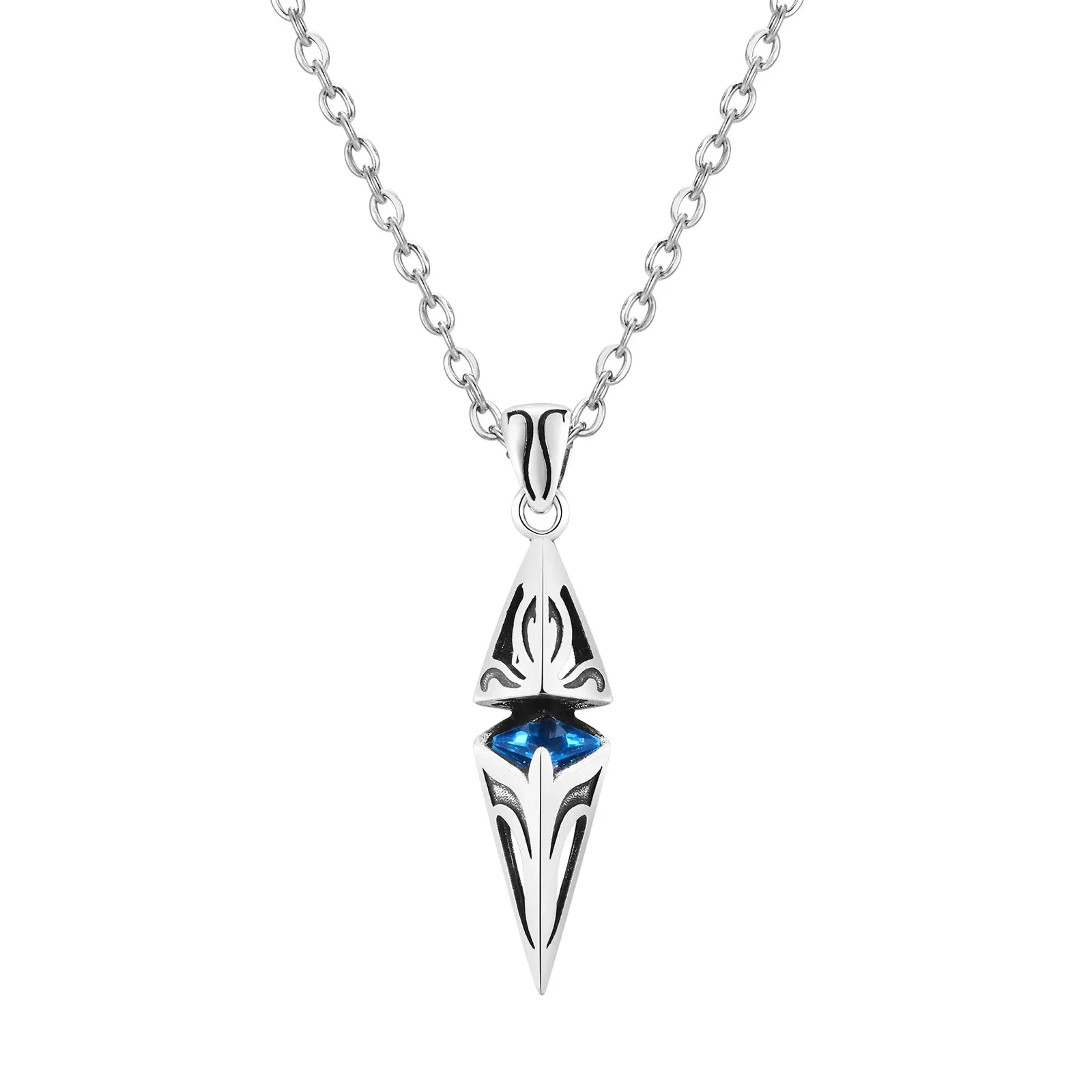 Stylish Blue Stone Necklaces for Men Women Geometric Pendant
