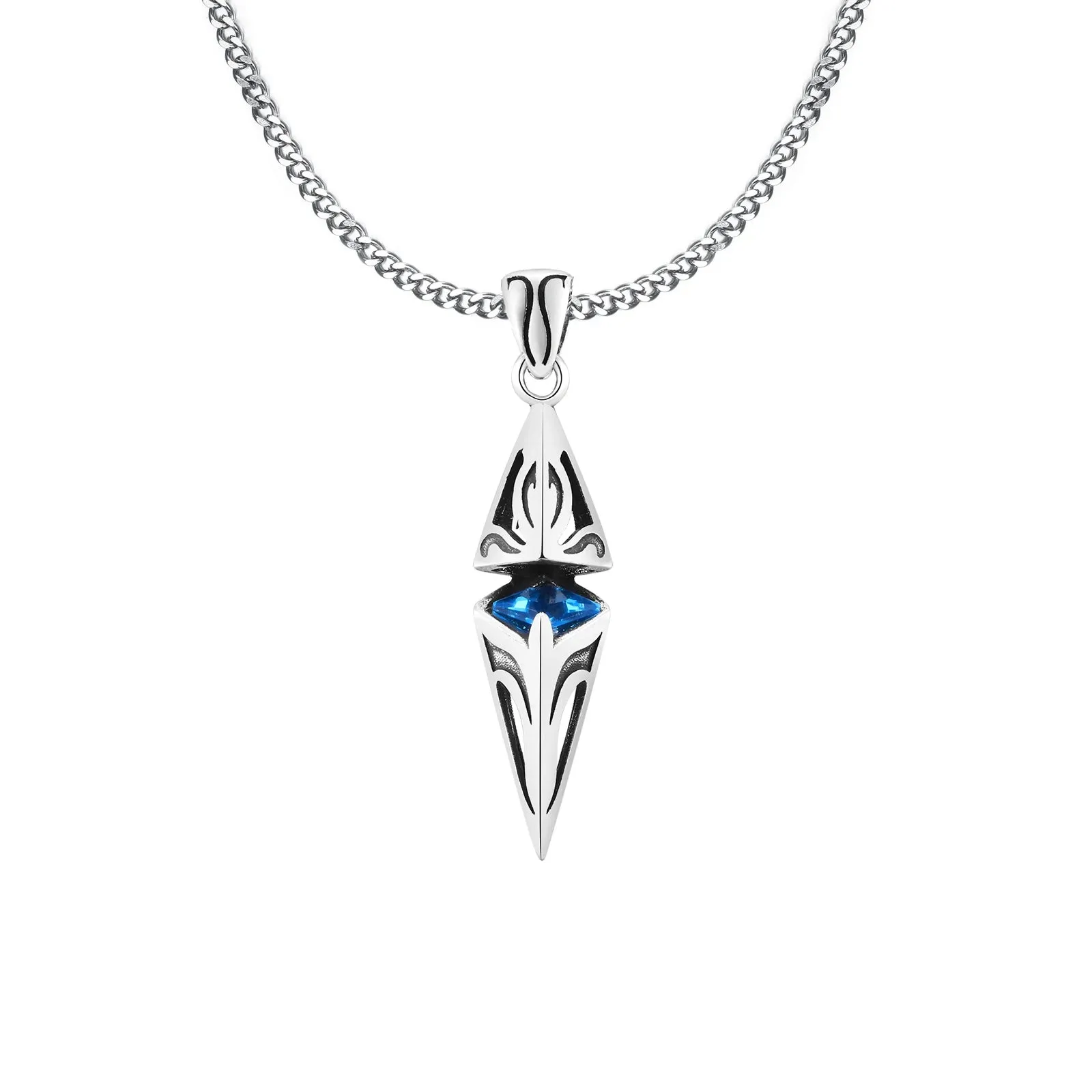 Stylish Blue Stone Necklaces for Men Women Geometric Pendant