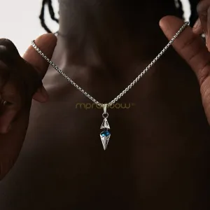 Stylish Blue Stone Necklaces for Men Women Geometric Pendant