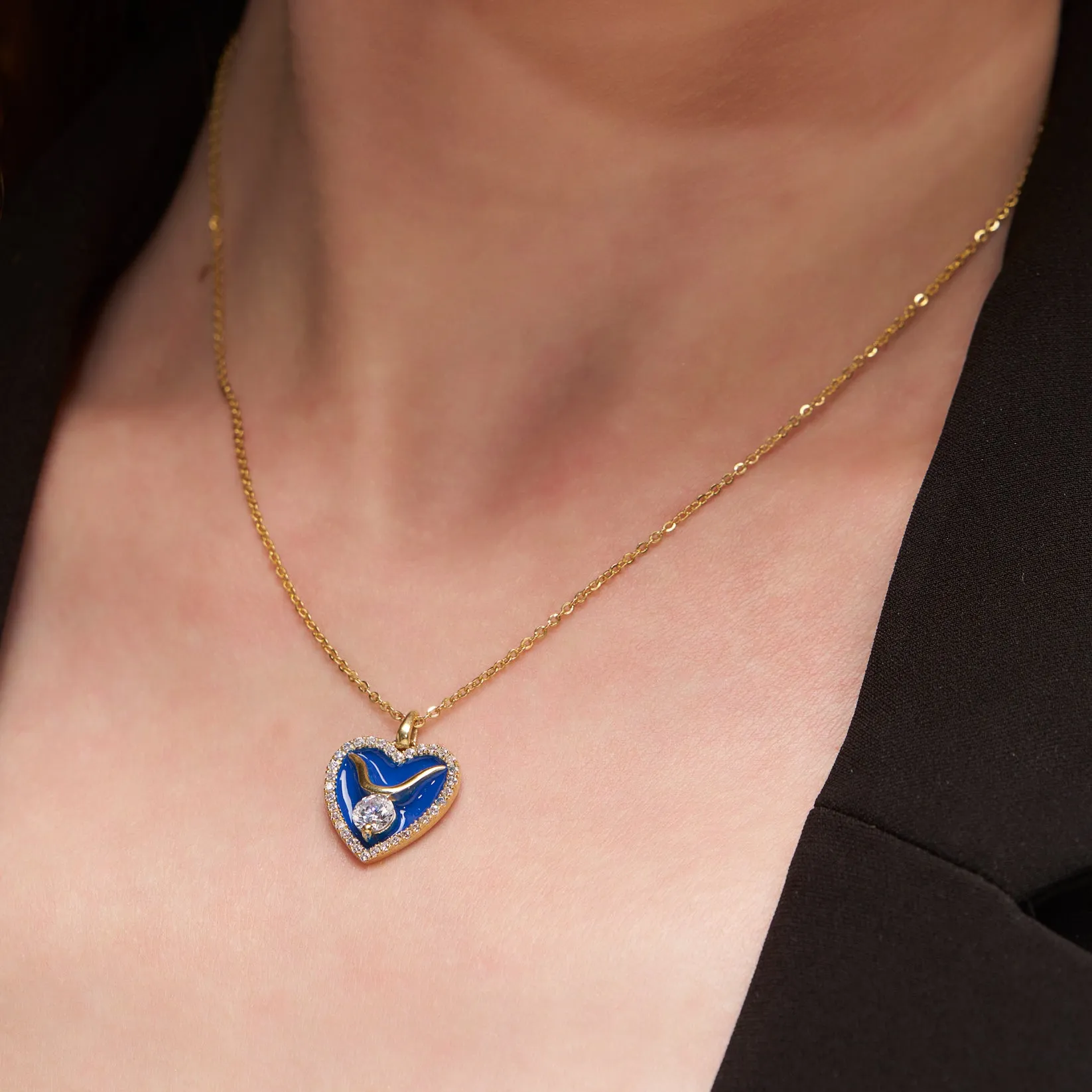 Stylish Enamel Heart Pendant