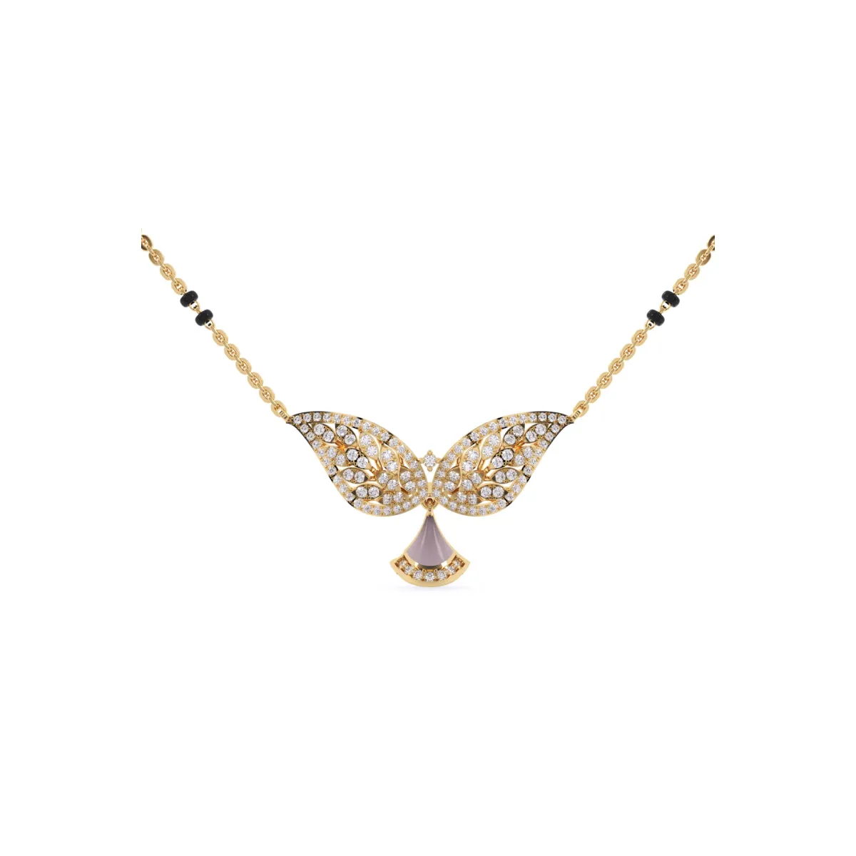 Stylish Leaf Round Lab Grown Mangalsutra