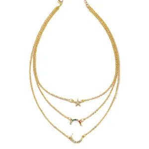 Stylish Three-Layer Celestial Necklace - Vienna Verve Collection