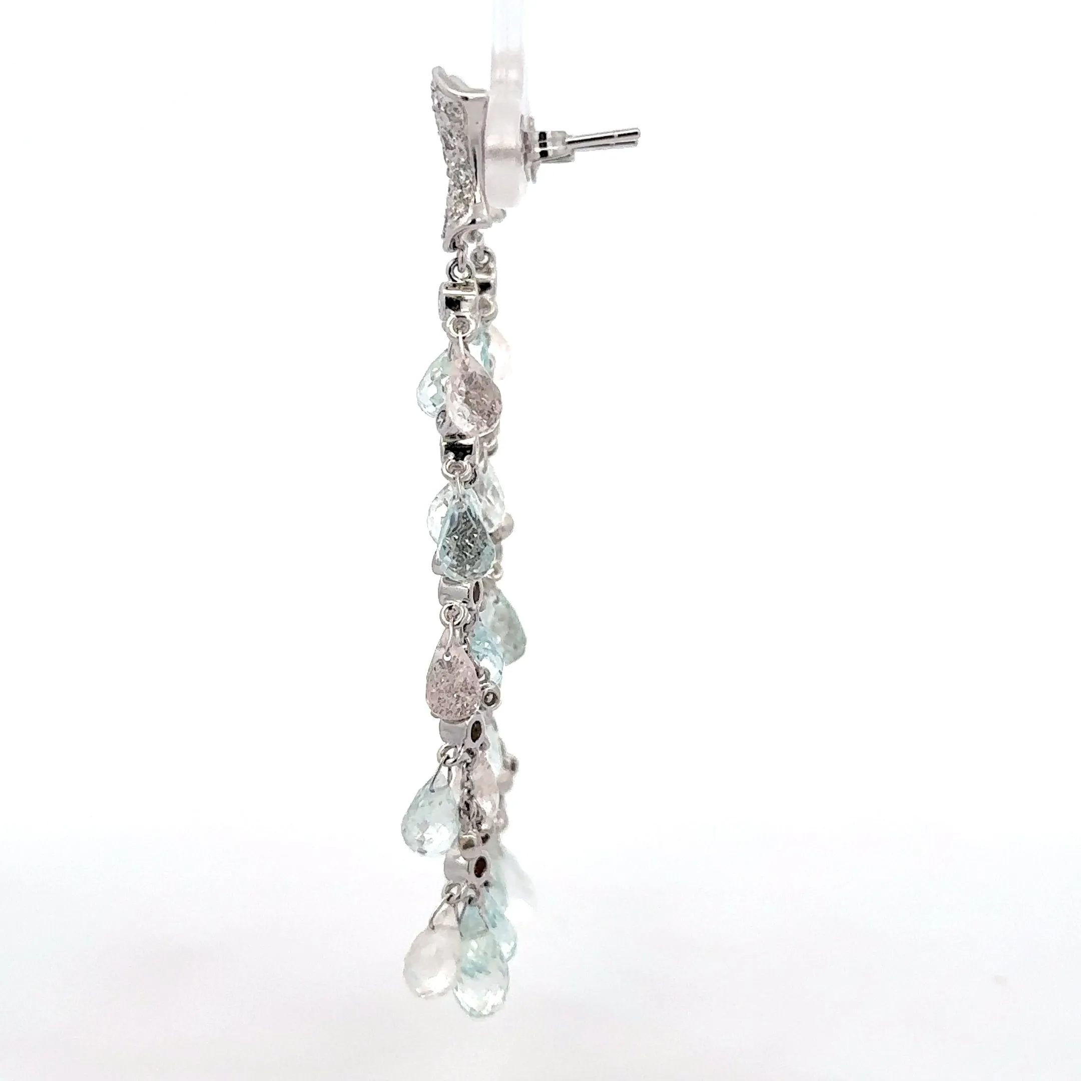 Sue Gragg Aquamarine Diamond Dangle Earrings 18K White Gold