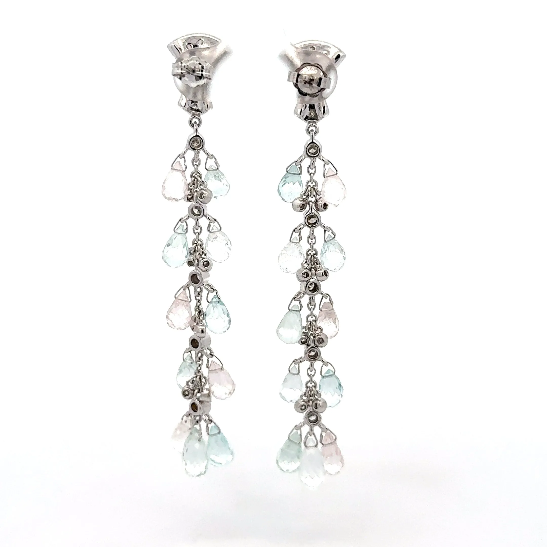 Sue Gragg Aquamarine Diamond Dangle Earrings 18K White Gold