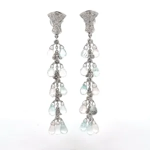 Sue Gragg Aquamarine Diamond Dangle Earrings 18K White Gold