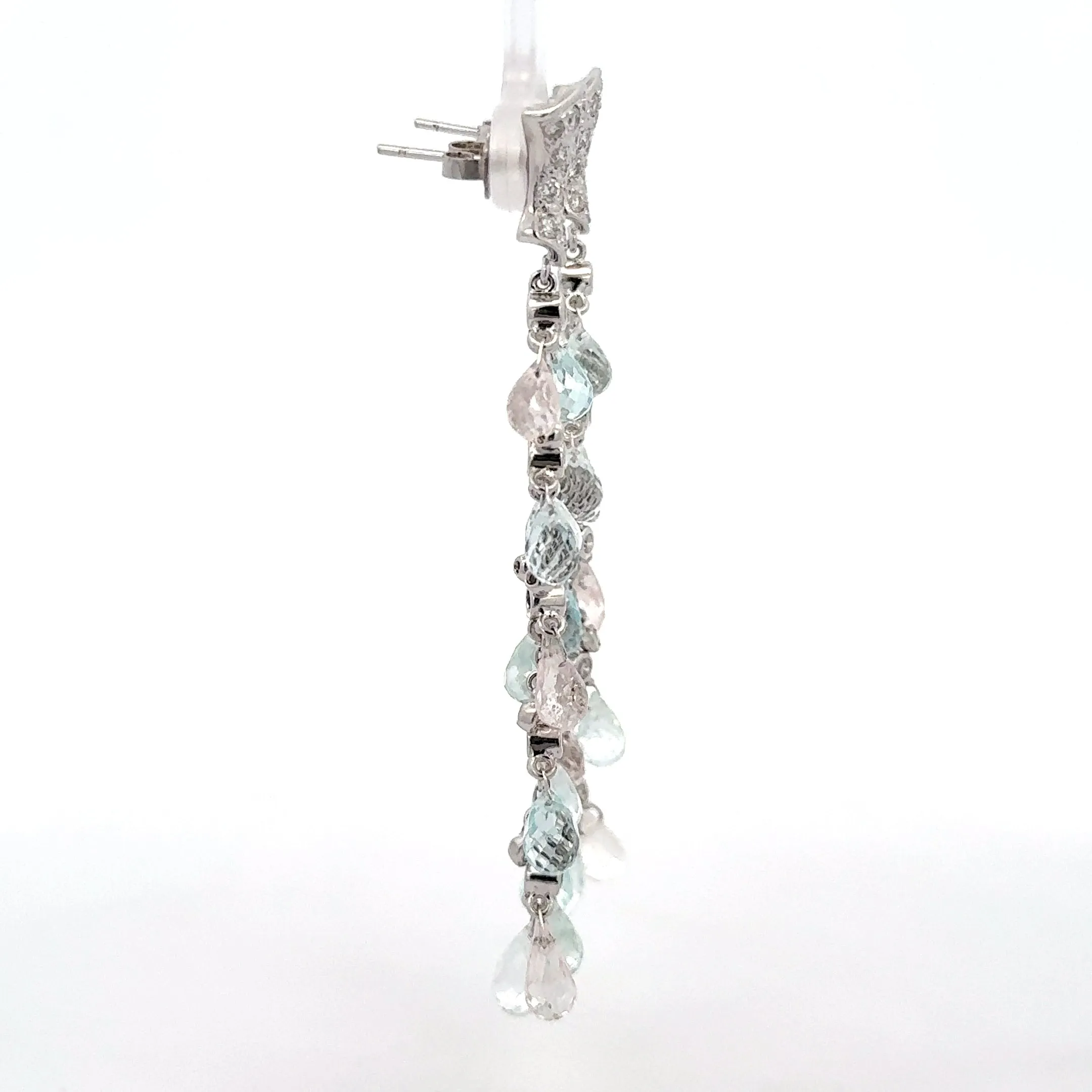 Sue Gragg Aquamarine Diamond Dangle Earrings 18K White Gold
