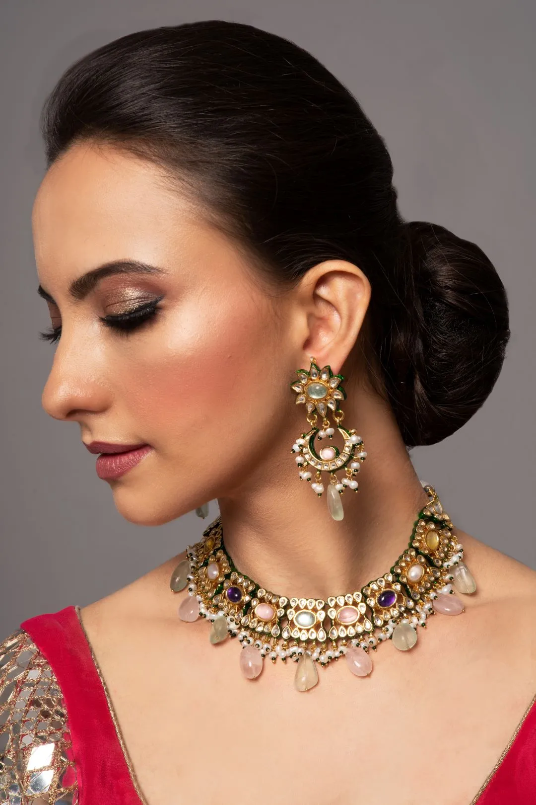 Suhani Navratan Kundan Choker Set with Earrings