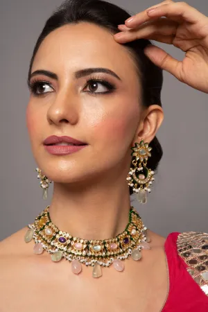 Suhani Navratan Kundan Choker Set with Earrings