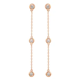 Suzy Levian Rose Gold 4/5 CTTW Diamond Station Dangle Earrings