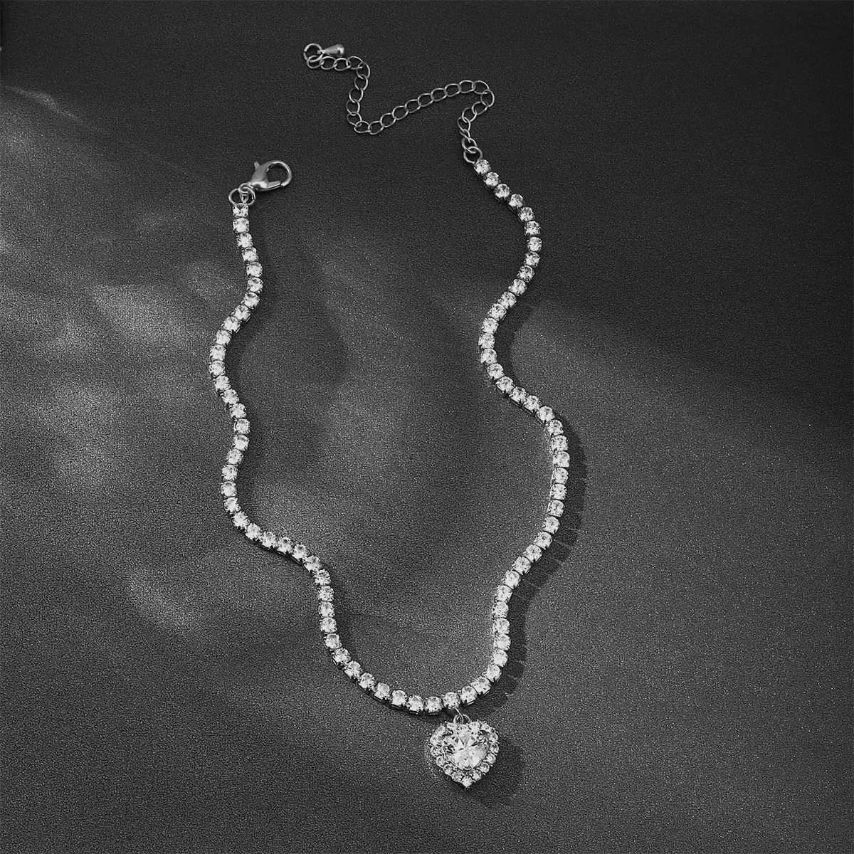 Tennis Necklaces for Women Sparkly Choker Teardrop Heart Cross Pendant Necklace Silver/Gold Filled Faux Diamond Necklaces Jewelry