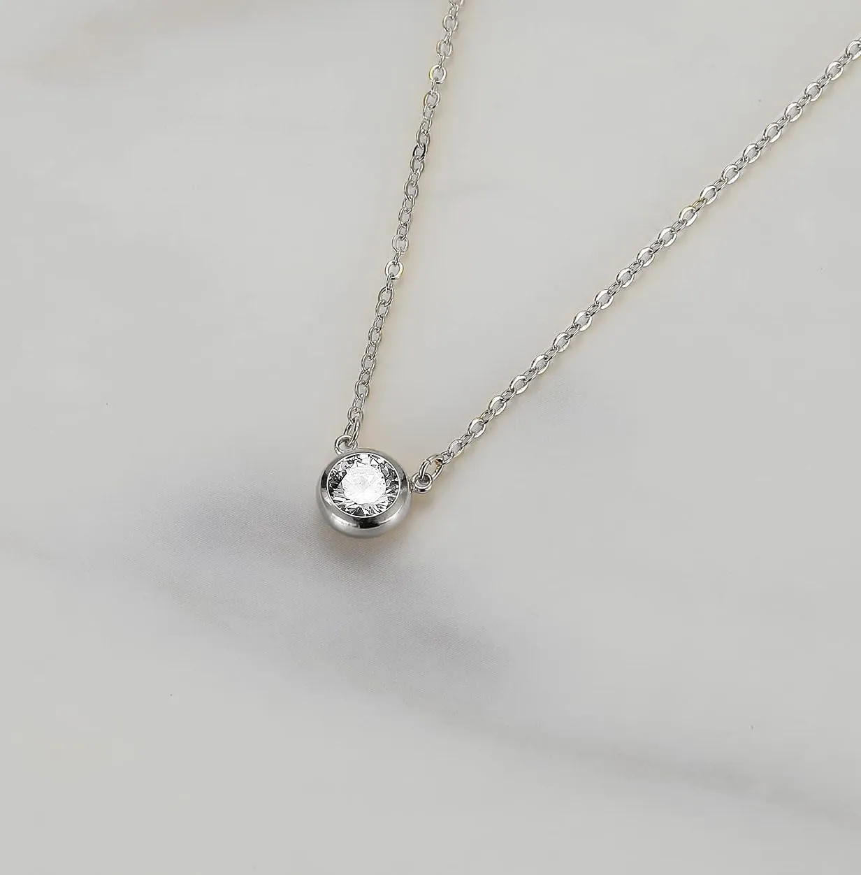 Tewiky Diamond Necklaces for Women, Dainty S925 Sterling Silver/ 14K Gold Choker Necklace Simple Silver CZ Jewelry Necklaces for Women Trendy Gifts
