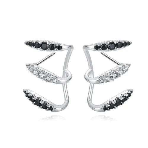 Three-claw Ear Clip 925 Silver Simple Zircon Earrings Simple Geometric Earrings