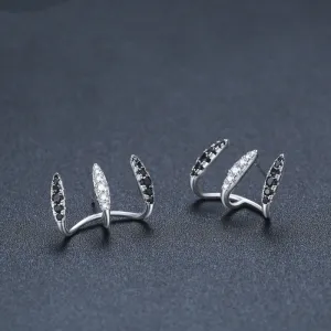 Three-claw Ear Clip 925 Silver Simple Zircon Earrings Simple Geometric Earrings
