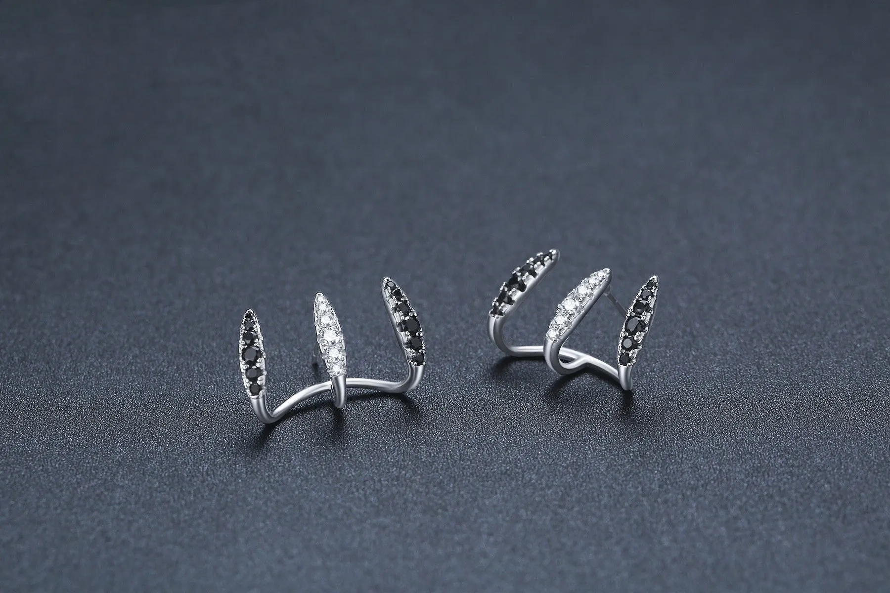 Three-claw Ear Clip 925 Silver Simple Zircon Earrings Simple Geometric Earrings