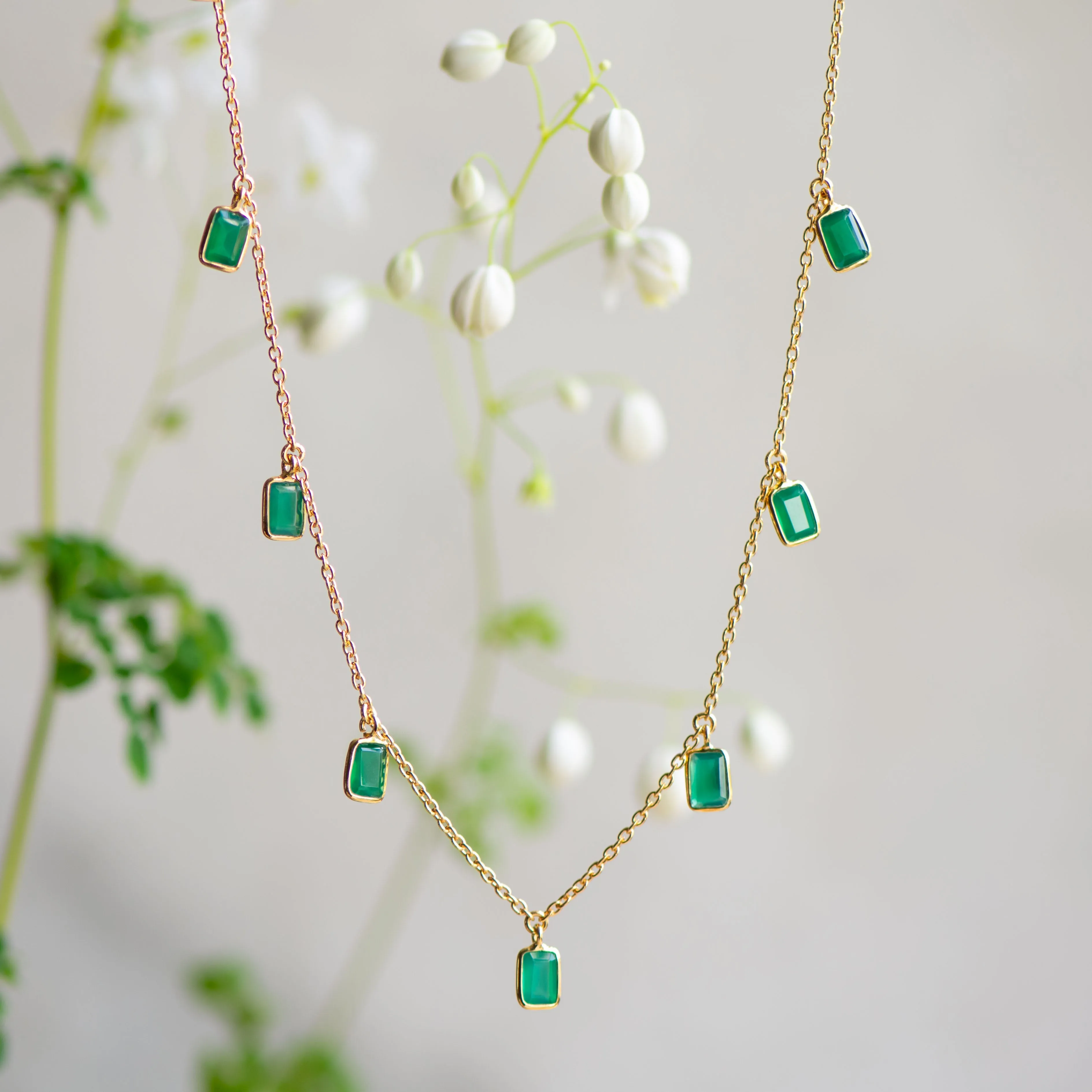 Tiggy Necklace and Duals in Gold and Green Onyx