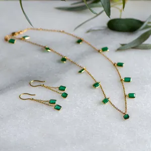 Tiggy Necklace and Duals in Gold and Green Onyx