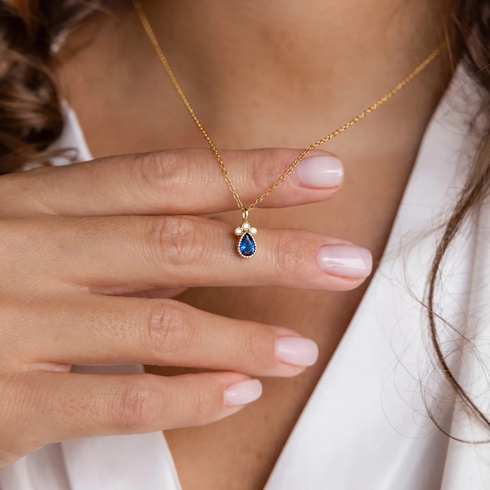 Timeless Sapphire Teardrop Necklace