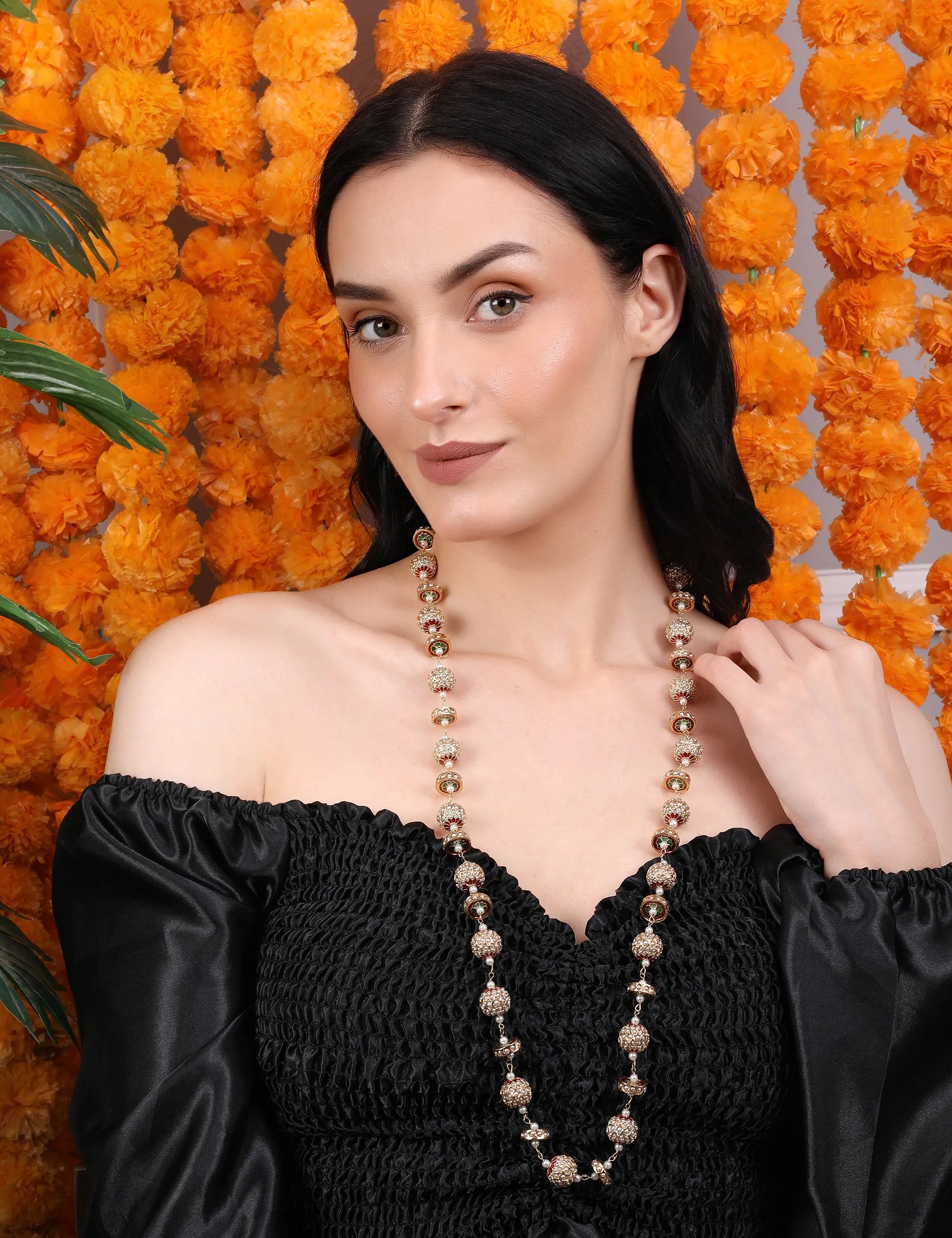 Timeless Single-Line Sona Moti Necklace