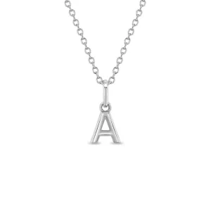 Tiny Initial Letter Kids / Teen Pendant/Necklace - Sterling Silver
