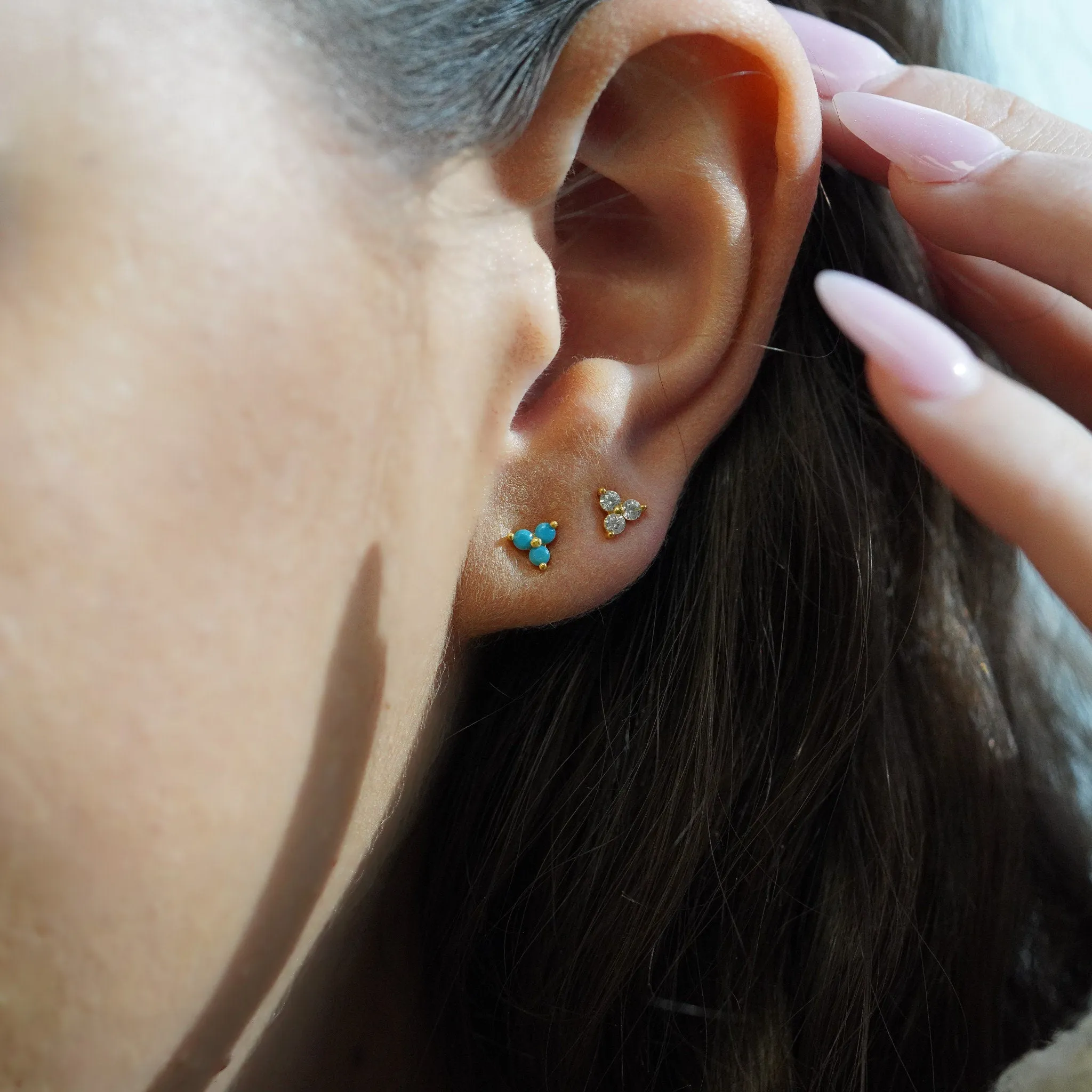 Tiny Lotus Studs | Diamond