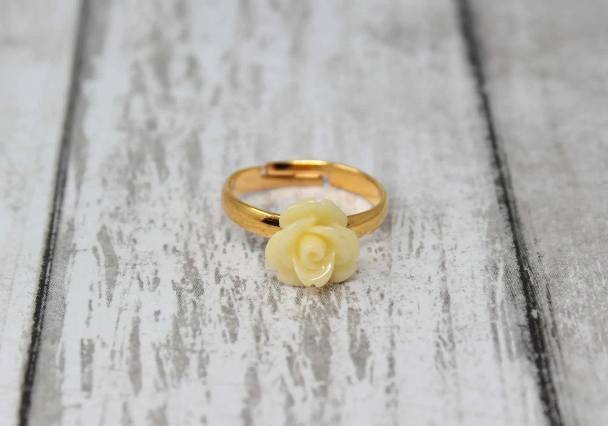 Tiny Petals Stacking Ring ~ Butter Yellow