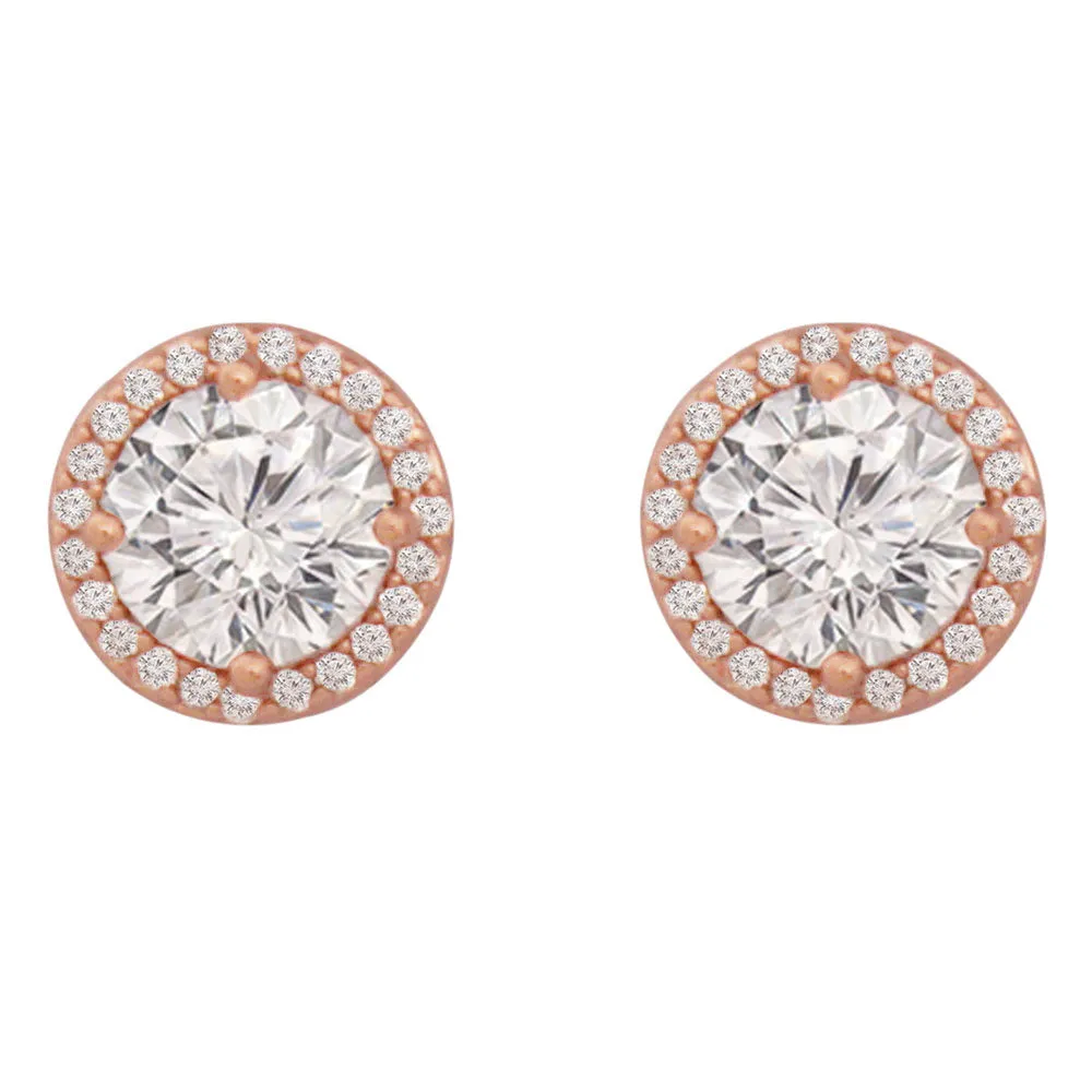 Tipperary Crystal Simple CZ Earrings - Rose Gold