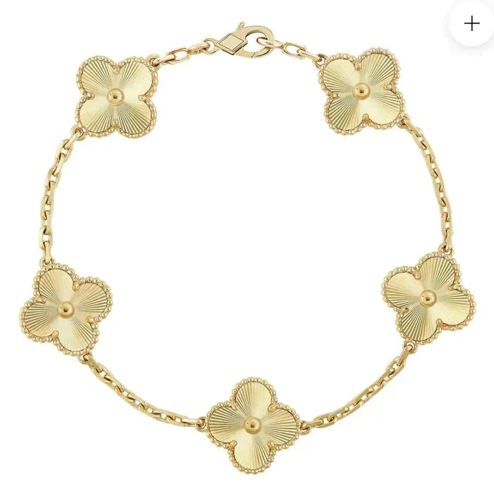 Toleet Full Gold 5 Motif Clover Bracelet