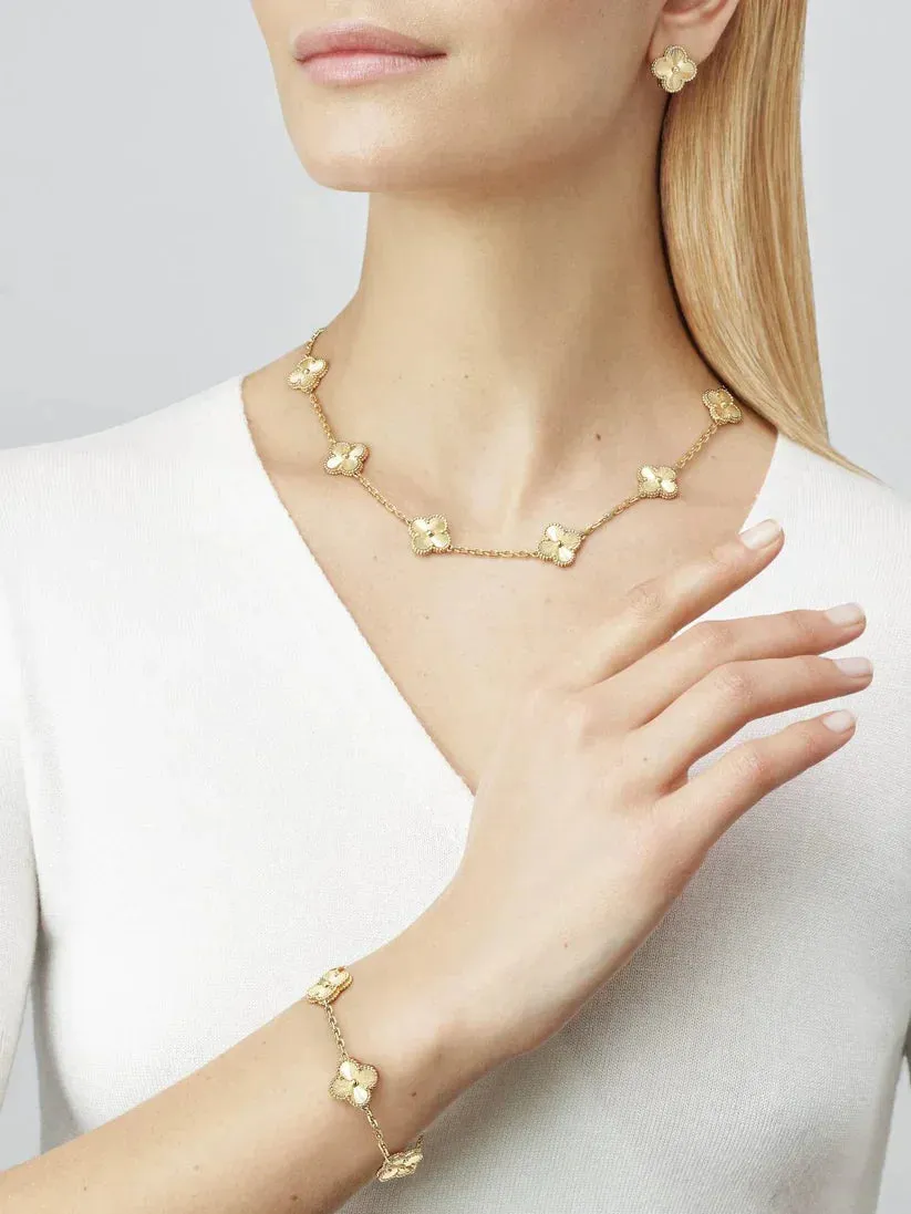 Toleet Full Gold 5 Motif Clover Bracelet
