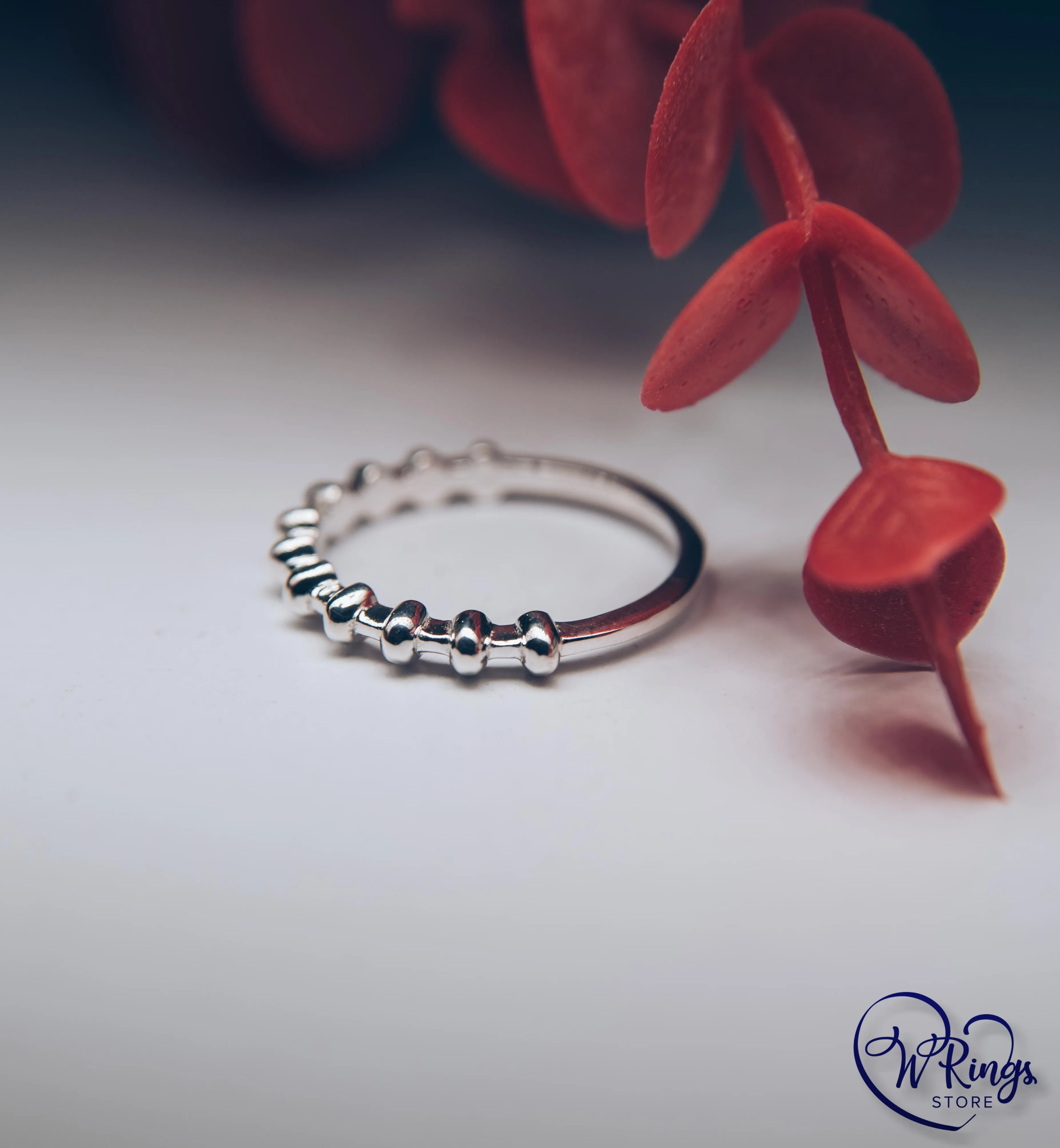Top half bulging Bubbles Cute Silver Stackable Ring