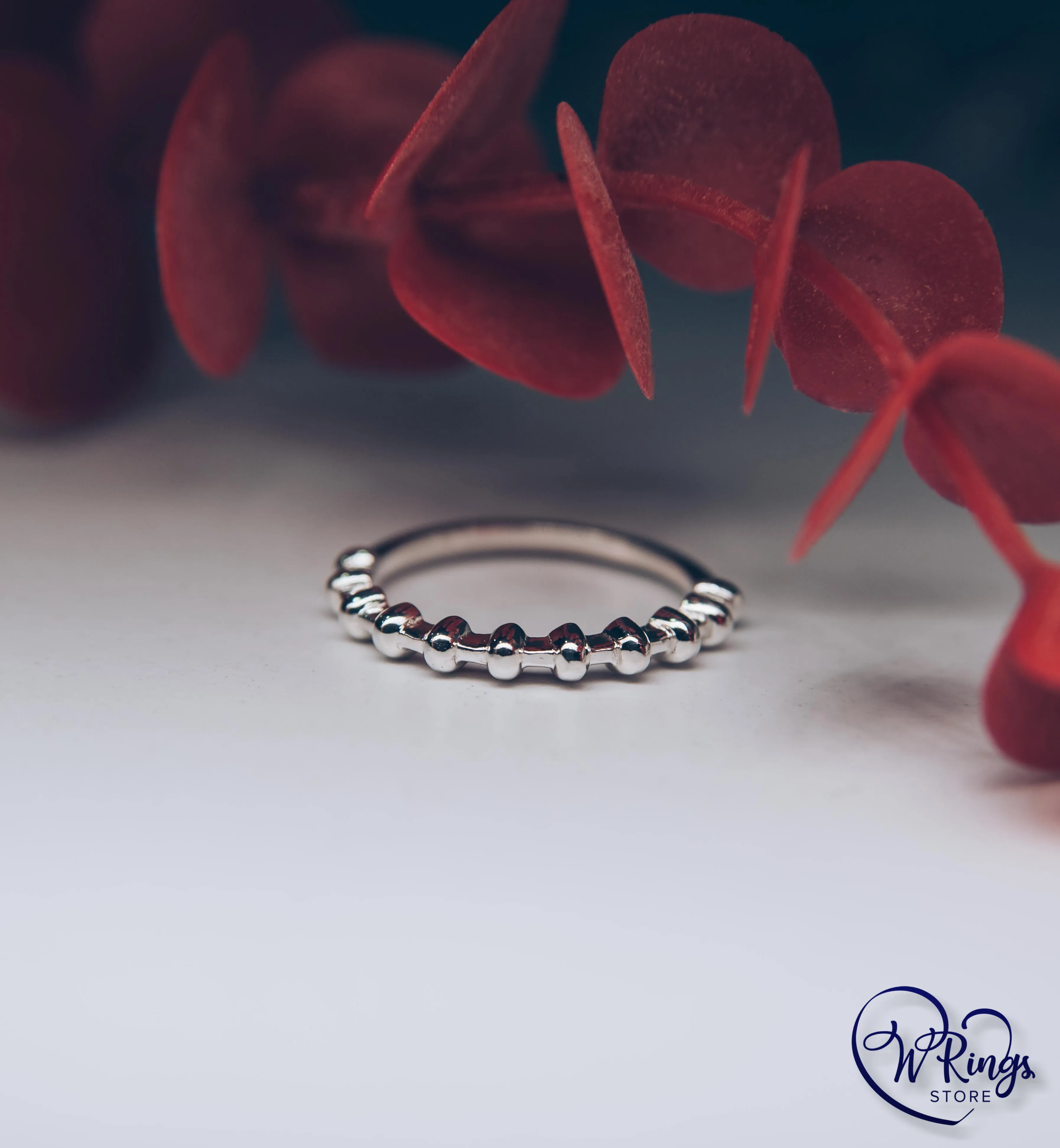 Top half bulging Bubbles Cute Silver Stackable Ring